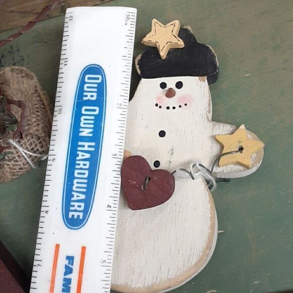 8 pc. Set of the "Spirit of Chrismas" wood ornaments and handmade star - Picture 14 of 15